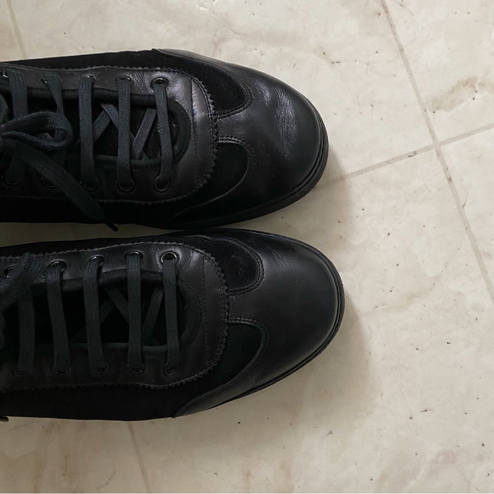 $985 Gucci Made in Italy Black Leather Suede Low Top Men's Sneakers Size 9G - Picture 5 of 12